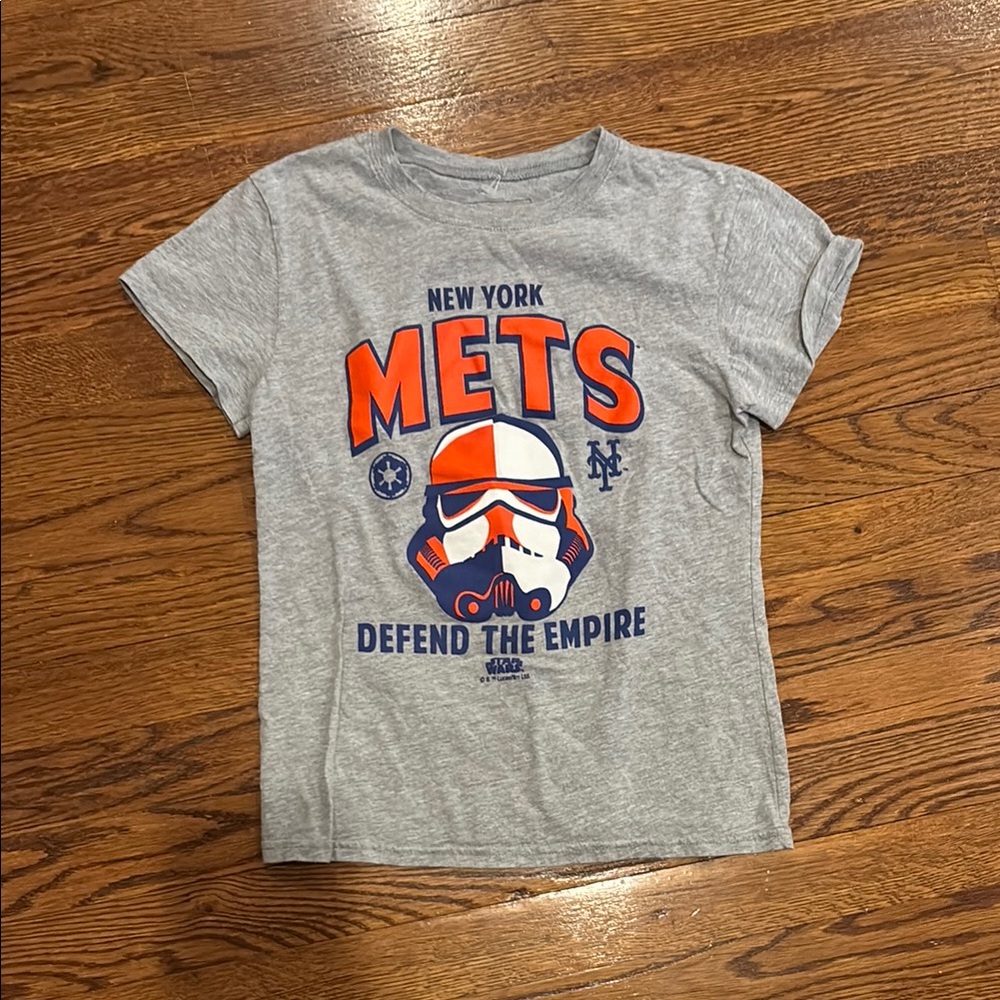 New York Mets x Star Wars Gray Short Sleeve Tee Iconic girls 14-16